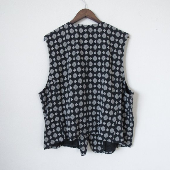 TOMATSU New York Designer Printed Vest Black/Beige Saks Fifth Avenue Size-3 - Picture 3 of 10